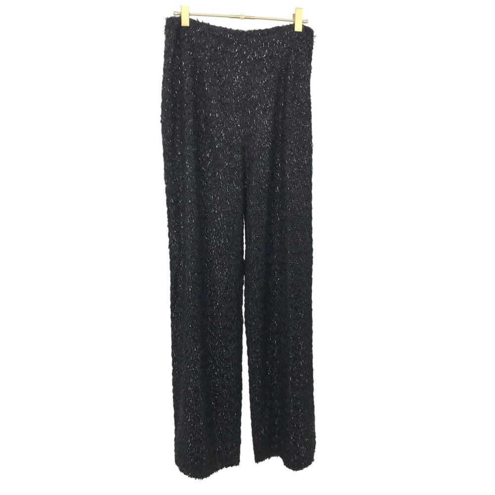 Staud Black Metallic Tinsel Wide Leg Pants Womens 8 Holiday Party